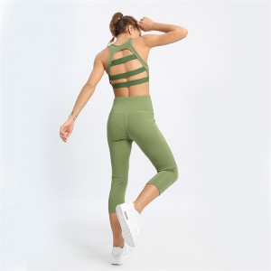 Chest Hollowed Out V-Shaped Sportswear, High Waist Leggings, Fitness Yoga Two-Piece Set Customized Processing