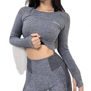 Processing and customization of top fast drying tight pants sports suit fitness sportswear long sleeve seamless Yoga suit