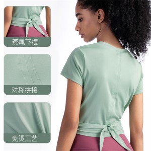 OEM New European And American Spring And Summer Round Neck Dovetail Strap Fashion Short T-shirt