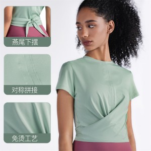OEM New European And American Spring And Summer Round Neck Dovetail Strap Fashion Short T-shirt