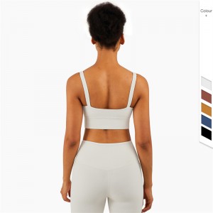 New FP European And American Ribbed Yoga Sports Underwear Vest Type Fitness Shockproof Running Sports Bra Women
