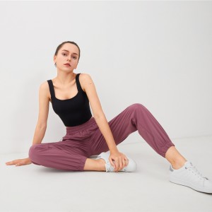 New High-Waisted Fitness Pants Women’S Tight-Knit Zipper Pockets Peach Hips Loose Loose Leg-Fitting Sports Pants