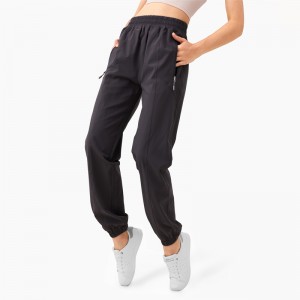 New High-Waisted Fitness Pants Women’S Tight-Knit Zipper Pockets Peach Hips Loose Loose Leg-Fitting Sports Pants