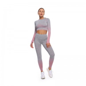 Processing OEM European and American seamless yoga clothing suits spring and autumn new style striped knitted hip-lifting elastic fitness sports yoga clothing