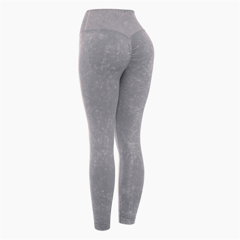 One of Hottest for Straight Leg Yoga Pants - OEM Processing New European And American Style Retro Washed Yoga Pants Women Seamless Peach Hip Fitness Pants Tight Elastic Training Sports Trousers &#...