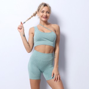 Processing OEM European And American New Style Yoga Clothes Suit Women’S Sling Sports Bra Seamless High-Waist Stretch Shorts Suit Fitness Pants Women
