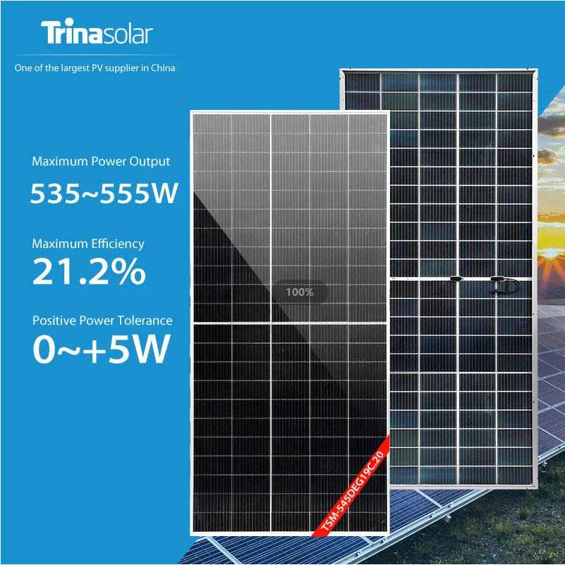 Trinasolar energy 210mm Mono Bifacial Solar panels 535W-555W Solar pv power በሽያጭ ላይ