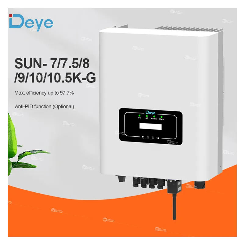 Deye On grid Single Phase inverter kanggo panggunaan omah pasar EU SUN-7/7.5/8/9/10/10.5KG karo 2 MPPT Solar String Inverter.