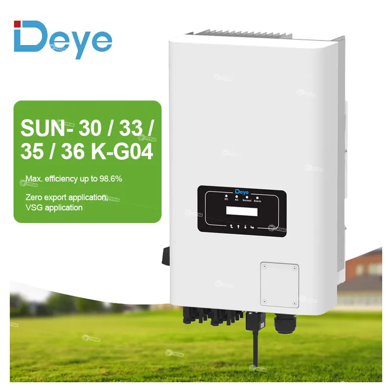 Deye Three Phase String Inverter on grid inverter 30kw 33kw 35kw 36kw with 2 MPP trackers, Max. efficiency up to 98.6%