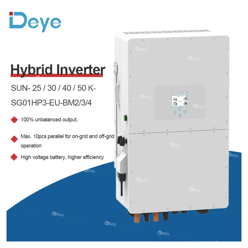 Deye unterstützt mehrere parallele Batterien SUN- 25/30/40/50 K-SG01HP3-EU-BM2/3/4 Hybrid-Solarwechselrichter