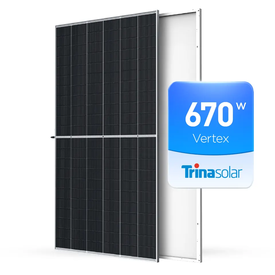 Ffatri Tsieina Paneli Solar Trina Vertex 650W 660W 670w Modiwlau Mono PV ar gyfer To System Ffotofoltäig Cartref