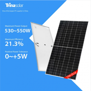 အရည်အသွေးမြင့် နေရောင်ခြည်စွမ်းအင်သုံး Trina ဆိုလာတစ်ဝက်ဆဲလ် 530w 535w 540w 545w 550w TUV/CE လက်မှတ်ဖြင့် ဆိုလာပြားများ