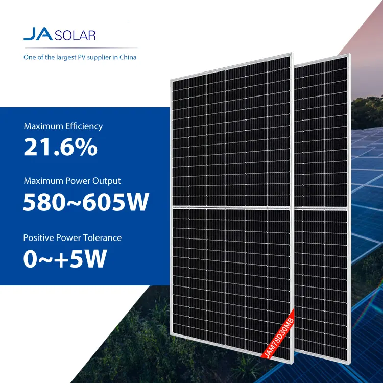 Ja Solar Panel Perc Mono Bifacial Solar Panel Farashin 580W 585W 590W 595W 600W 605W Solar Panel