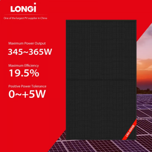 Painéis fotovoltaicos Longi Solar pretos em estoque 345W 350W 355W 360W 365W meia célula