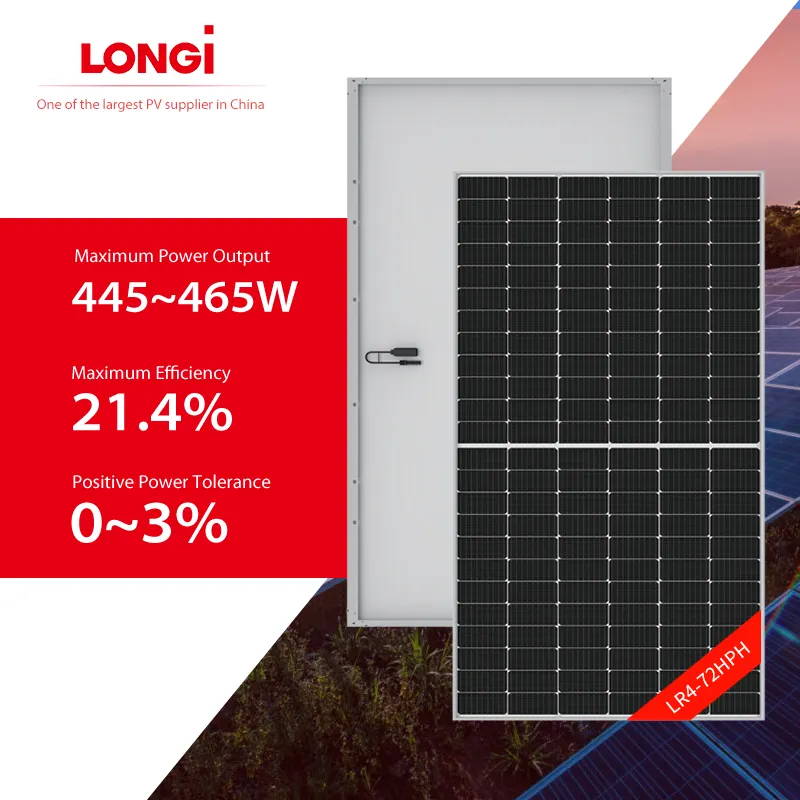 Топ бренд LONGi соларни pv моќност Моно полуќелија соларни ќелии 430W-460W соларни панели