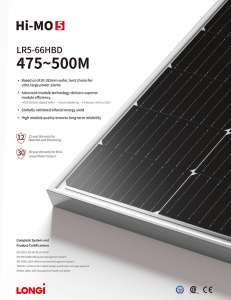 Promocyjny, dwustronny panel słoneczny Longi Hot o mocy 495 W, z podwójnym szkłem i półogniwem 132