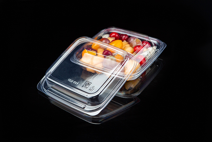 Low price for 2 Compartment Black Mini Platter Manufacturer - GLD-E01（transparent） transparent square fruit cut salad Platter/disposable Salad Container – Yihao
