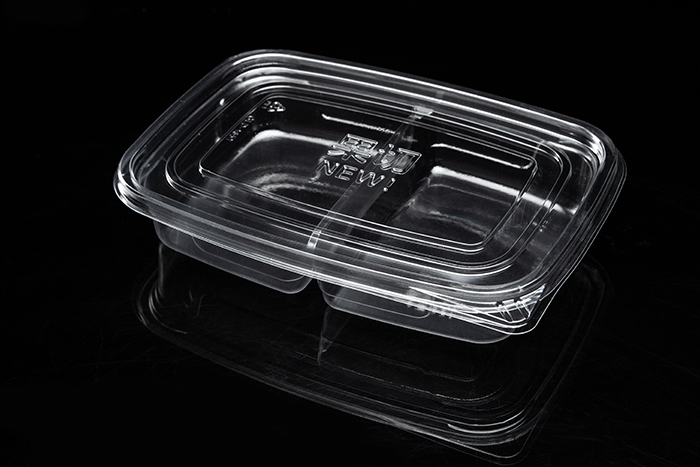 2-Compartment Clear PET Plastic Snack Box