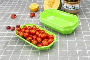 GLD-TP23-13（green）New disposable pet transparent color plastic fruit and vegetable boat type tray mango packing box/thermoformed food trays