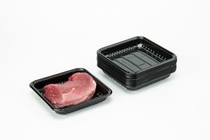 GLD-1414（black）Thermoformed trays for food packaging/Refrigerated fresh pork packaging tray