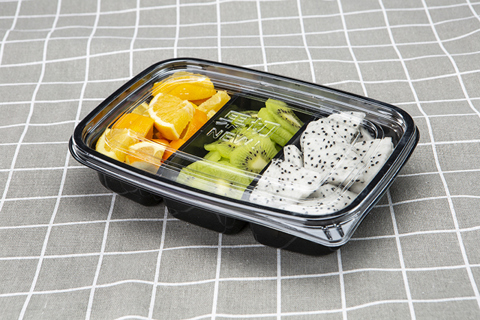 OEM/ODM China A Fruit Tray - 3-compartment Fruit and vegetable box, salad, fruit cut, packing box, supermarket, food grade raw material, pet sealed manufacturer’s package 165B3 – Yihao