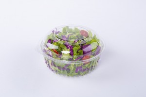 500g GLD-24DL Round 800ml vegetable salad clamshell containers/salad clamshell packaging