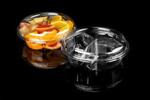 GLD-180 Three compartment transparent plastic salad container with lid