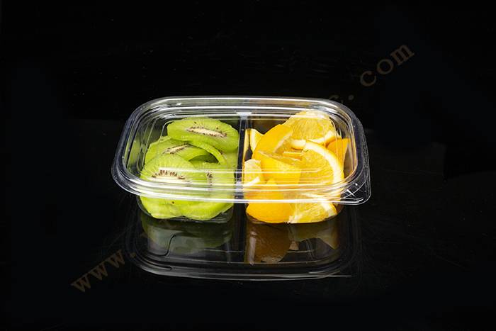 Hot-selling 2 Compartment Black Fruit Or Deli Tray With Lid Manufacturer - 350G GLD-135B2 2 compartment clear Salad Container manufacturer – Yihao