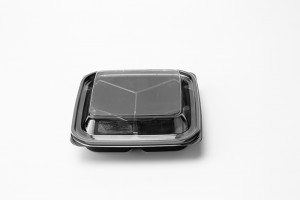 GLD-E03（black）400g square 3-compartment fruit cut salad Platter