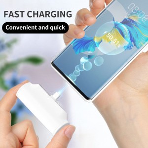 Mini Capsule Charger Power Bank Micro USB Type C 5000mAh Portable Battery Charger para sa 3 in1 Mobile Phone Charger Power Bank