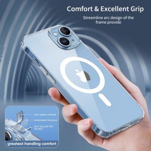 iPhone 12 13 14 15 Pro Max အတွက် အရည်အသွေးမြင့် ပြတ်သားသော ကြိုးမဲ့အားသွင်းဖုန်း Case