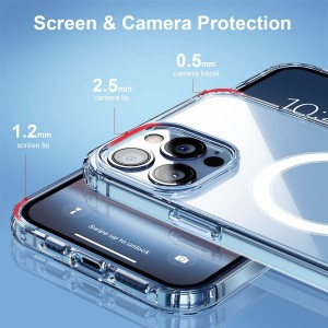 iPhone 12 13 14 15 प्रो मैक्स मैग्नेटिक केस के लिए उच्च गुणवत्ता वाला साफ़ वायरलेस चार्जिंग फ़ोन केस