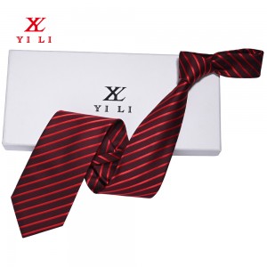 Corbata de poliéster tecido jacquard de raias clásicas para homes