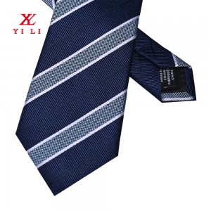 Cravatta in poliestere intrecciata in jacquard à strisce classiche per uomo