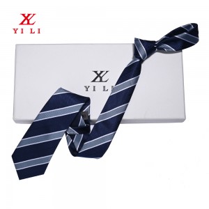 Pánska klasická žakárová tkaná polyesterová kravata s pruhom a spoločenským kostýmom