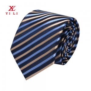 Klassisk stripe Jacquard vevd polyester slips for menn formell festdressslips