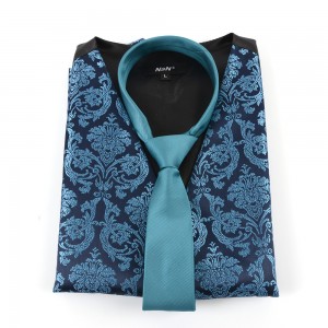 Men's Floral Jacquard Vest Suit at Necktie Gift Box Set Waistcoat para sa Tuxedo Wedding Party