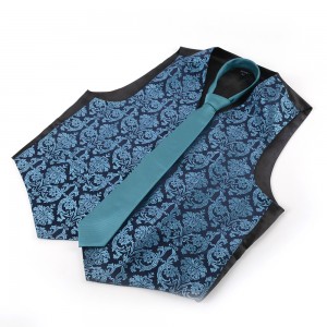 Men’s Floral Jacquard Vest Suit & Necktie Gift Box Set Waistcoat for Tuxedo Wedding Party