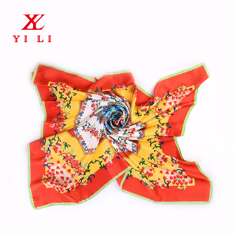 100% Real Mulberry Silk Scarf Lightweight Neckerchief Women Small Square Digital Printed Scarves