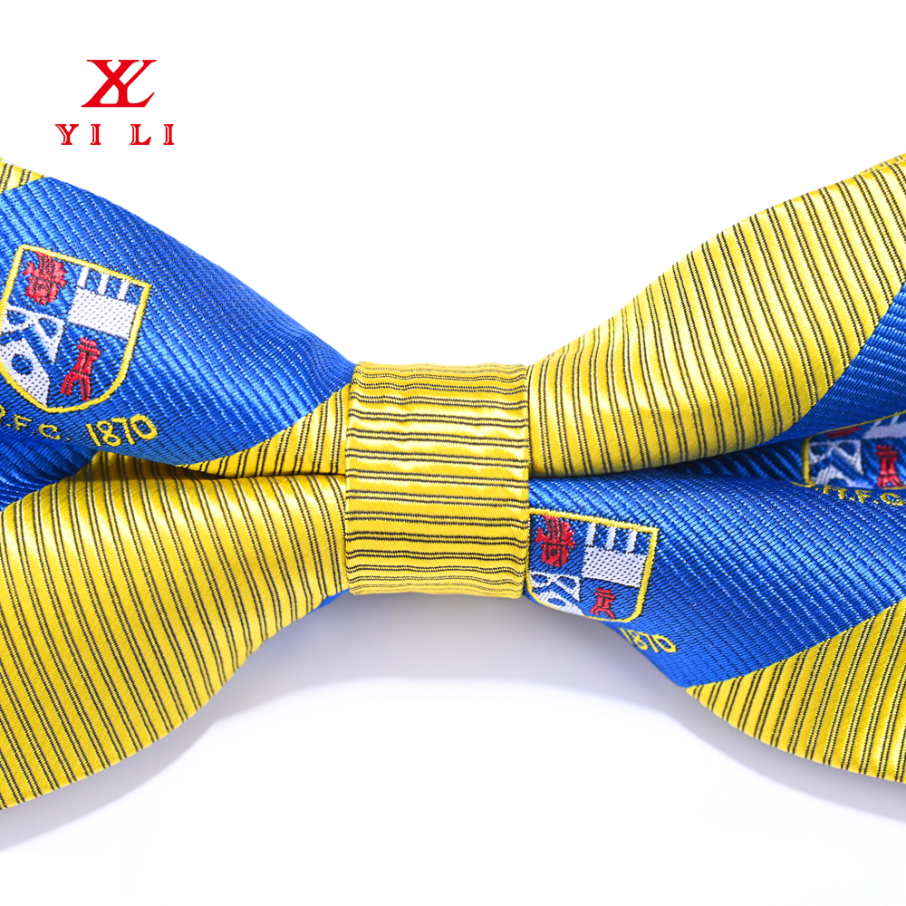 Custom Silk Logo bow tie ສໍາລັບຜູ້ຊາຍໂຮງຮຽນແມ່ຍິງ Logo ທາງສ່ວນຫນ້າຂອງ tied Bowtie