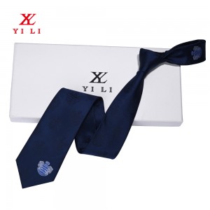 Woven polyester customized logo tie with logo in bottom