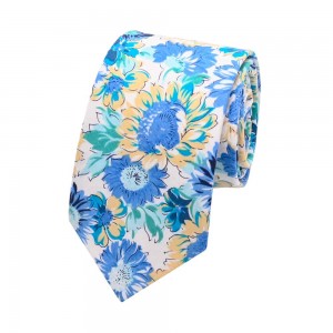 Printed cotton floral neck tie