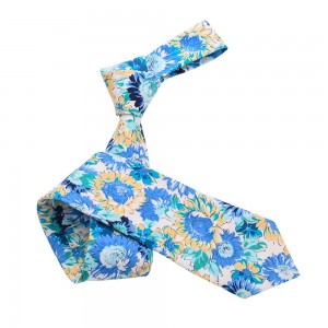Naka-print na cotton floral neck tie