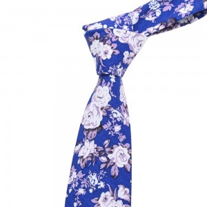 Blue Printed Floral Kab tshoob Tie