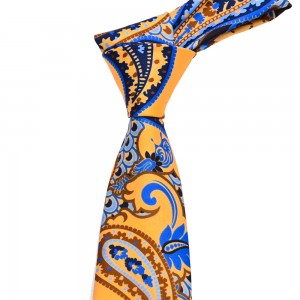 စက်ရုံတွင် စိတ်ကြိုက်ရိုက်နှိပ်ထားသော Polyester Paisley Tie