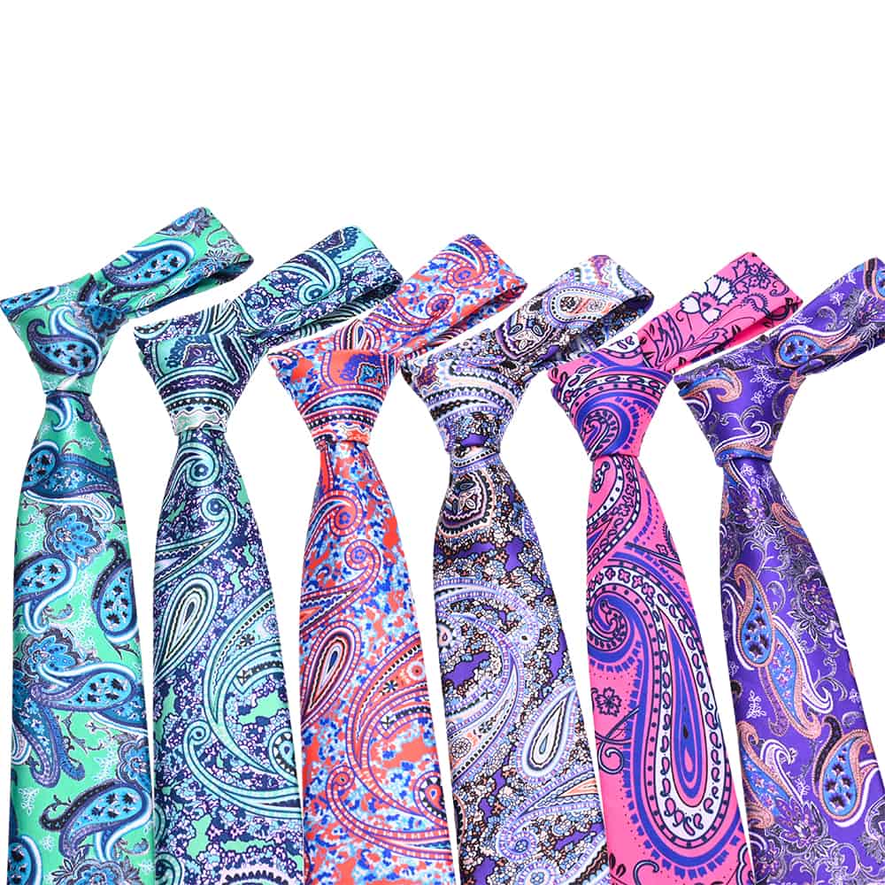Poliestrowy krawat we wzór paisley z nadrukiem