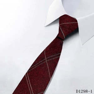 Cotton polyester mix brown plaid jacquard tie