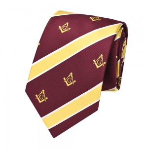 Conjunto de corbata masónica de poliéster personalizada para hombre, corbata a rayas para ocasións de negocios con respuesta rápida