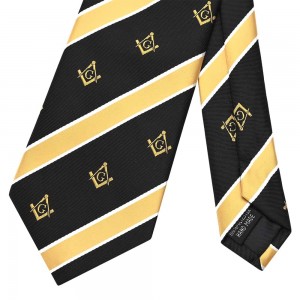 Custom Men's Polyester Masonic Necktie Teem Striped Lag Luam Caij Necktie nrog ceev Turnaround