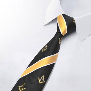 עניבה מותאמת אישית מפוליאסטר בונים החופשיים לגברים עניבה מפוספסת לאירועים עסקיים עם היפוך מהיר